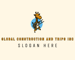 Giraffe Ladder Cartoon logo design
