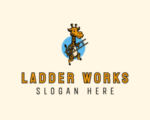 Giraffe Ladder Cartoon logo design