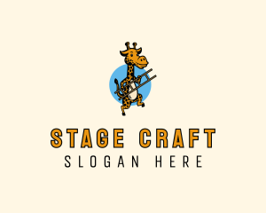 Giraffe Ladder Cartoon logo design