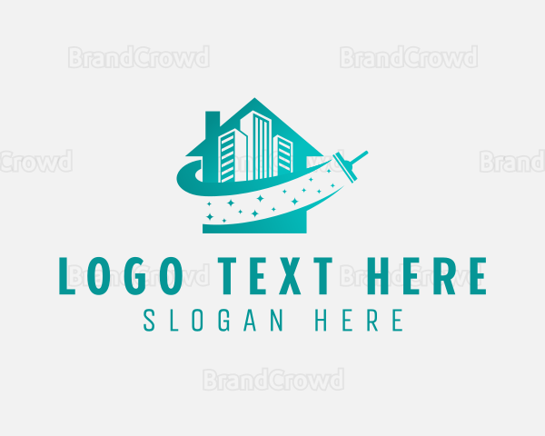 House Building Cleaning Logo