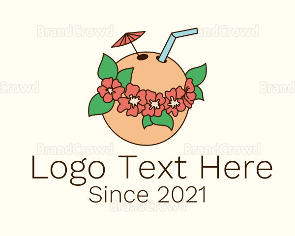 Coconut Tropical Drink Logo