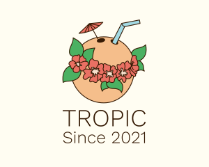 Coconut Tropical Drink logo design