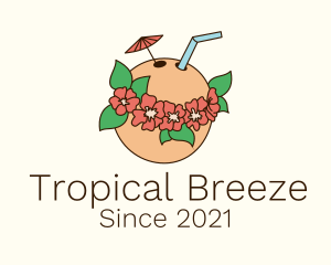 Coconut Tropical Drink logo design