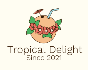 Coconut Tropical Drink logo design