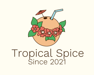 Coconut Tropical Drink logo design