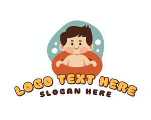 Floatie - Boy Swimming Pool Ring logo design