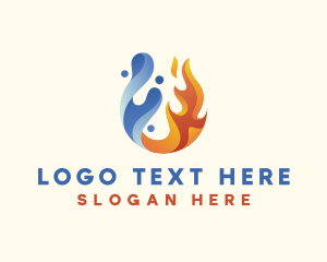 3d - Water Fluid Fire logo design