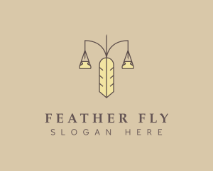 Minimalist Feather Justice Scale logo design