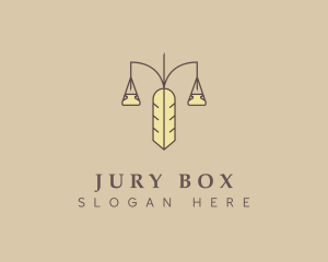Jury - Minimalist Feather Justice Scale logo design