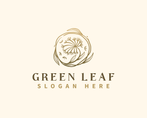 Leaf Dandelion Flower logo design