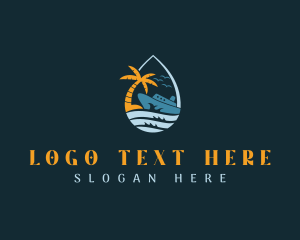 Island - Tropical Ocean Cruise Ship logo design