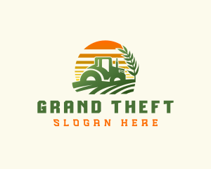 Tractor Wheat Field Agriculture Logo