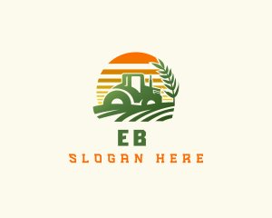 Machinery - Tractor Wheat Field Agriculture logo design