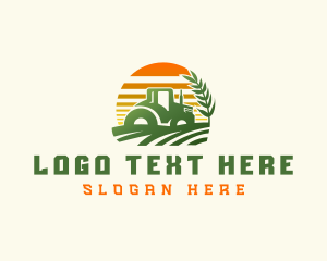 Tractor Wheat Field Agriculture Logo