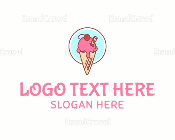 Cherry Ice Cream Cone Logo