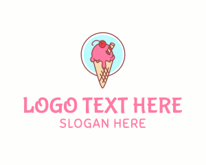 Yogurt - Cherry Ice Cream Cone logo design