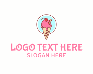 Cherry Ice Cream Cone Logo