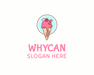 Cherry Ice Cream Cone Logo