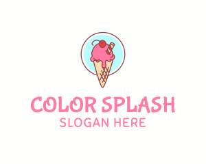 Cherry Ice Cream Cone logo design