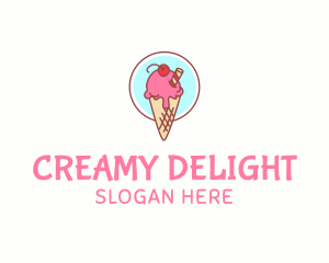 Yogurt - Cherry Ice Cream Cone logo design