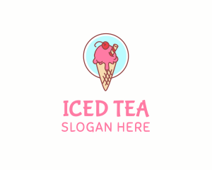 Cherry Ice Cream Cone logo design