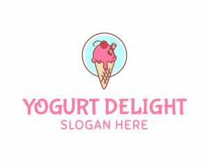 Yogurt - Cherry Ice Cream Cone logo design
