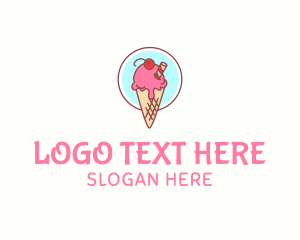 Colorful - Cherry Ice Cream Cone logo design