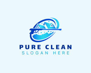 Roofing Power Wash Cleaning logo design