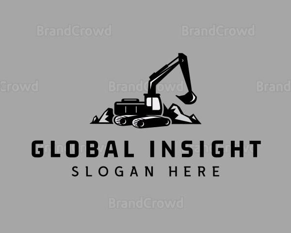 Black Excavator Construction Logo