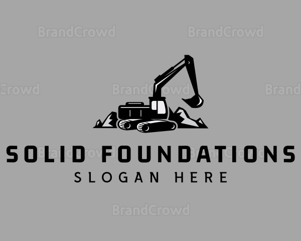 Black Excavator Construction Logo