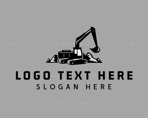 Black Excavator Construction Logo