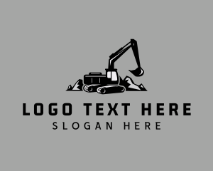 Construction Worker - Black Excavator Construction logo design