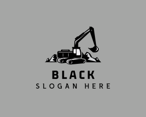 Black Excavator Construction logo design