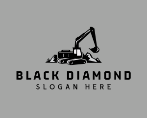 Black - Black Excavator Construction logo design