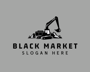 Black Excavator Construction logo design