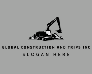 Black Excavator Construction logo design