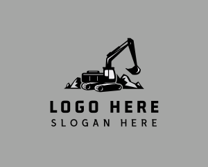 Heavy Equipment - Black Excavator Construction logo design