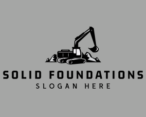 Black Excavator Construction logo design