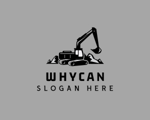 Black Excavator Construction logo design