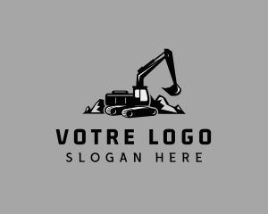 Black Excavator Construction logo design