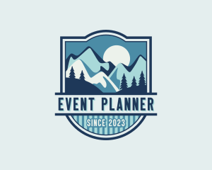 Hiker - Mountaineer Adventure Camp logo design