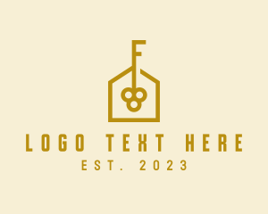 Gold - Real Estate Key Letter F logo design