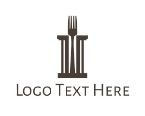Dine - Greek Fork Pillar logo design