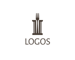 Culinary - Greek Fork Pillar logo design