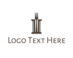 Utensil - Greek Fork Pillar logo design