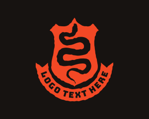 Python - Red Snake Crest Badge logo design