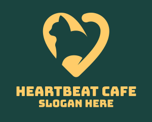 Heart - Orange Heart Cat logo design