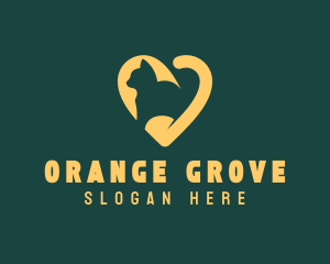 Orange Heart Cat logo design