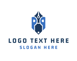 Writing - Pen Publisher Letter P logo design