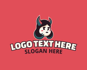 Lady - Devil Horns Woman logo design